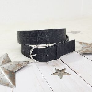 Michael Kors MK logo belt black gray silver size medium